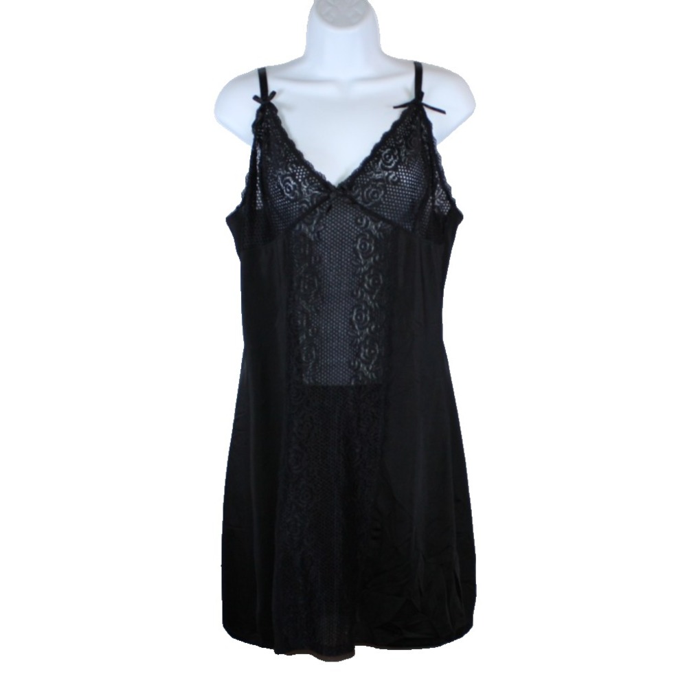 Body Form Chemise Womens Size 1X Black Semi-sheer Nighty Slip Dress Emo Ethereal